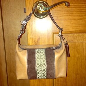Coach brown leather mini handbag